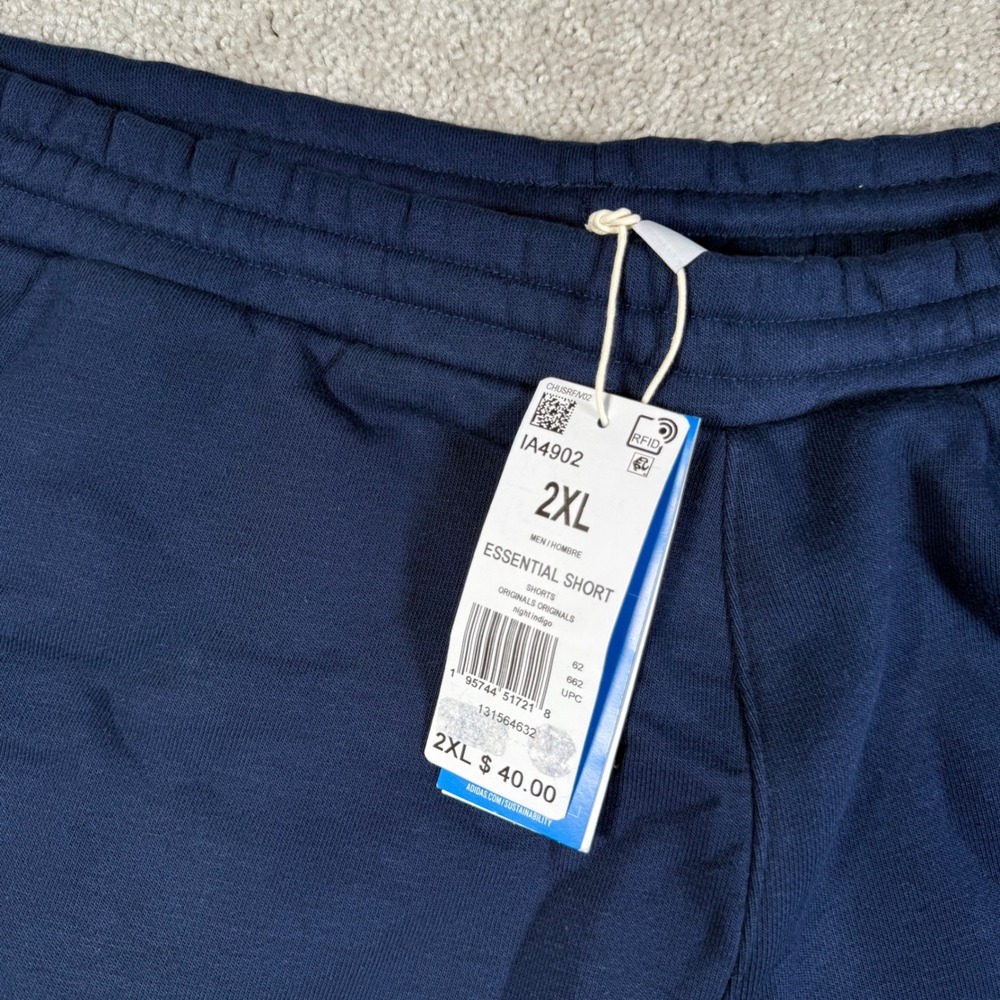 NWT‎ Adidas Originals Essential Short 2XL Mens Navy Blue Trefoil Logo Gym Casual - Picture 6 of 10